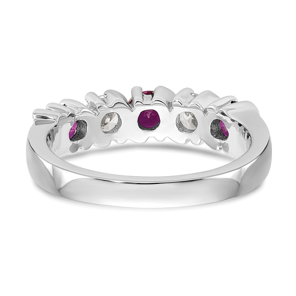 14K Weißgold Echt Diamant mit Rubin Ring