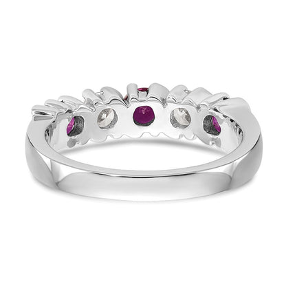 14K Weißgold Echt Diamant mit Rubin Ring