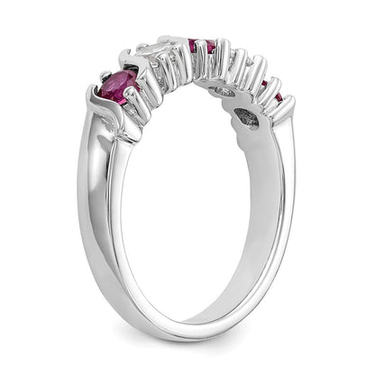 14K Weißgold Echt Diamant mit Rubin Ring