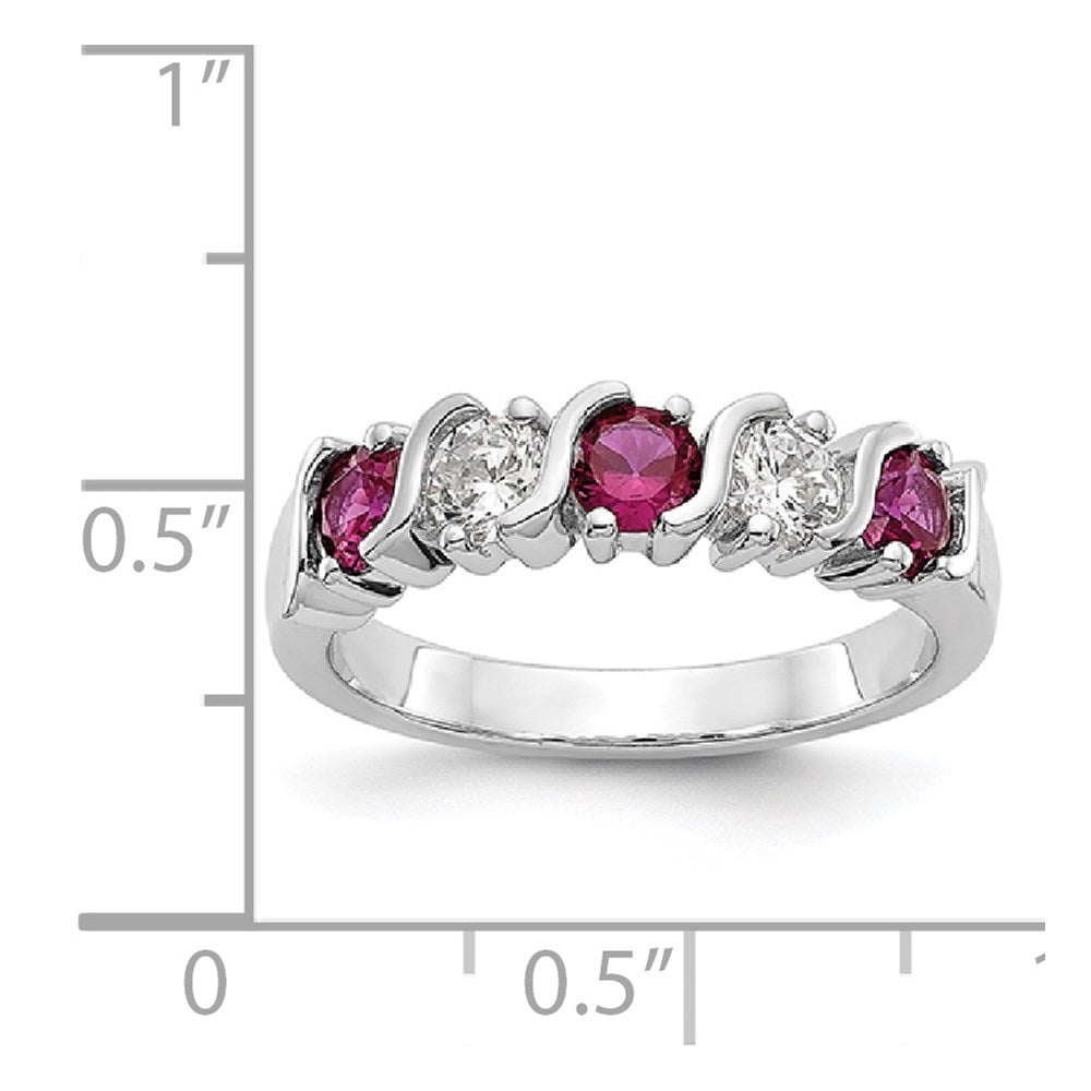 14K Weißgold Echt Diamant mit Rubin Ring