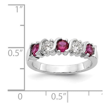 14K Weißgold Echt Diamant mit Rubin Ring
