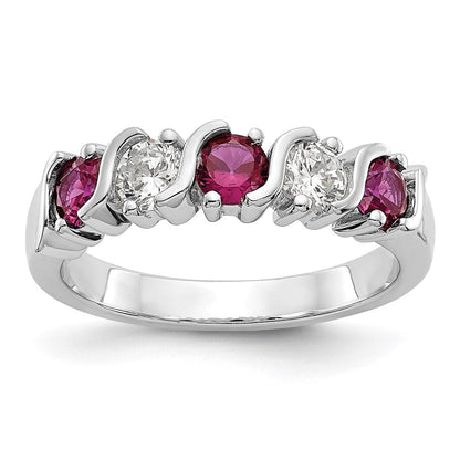 14K Weißgold Echt Diamant mit Rubin Ring