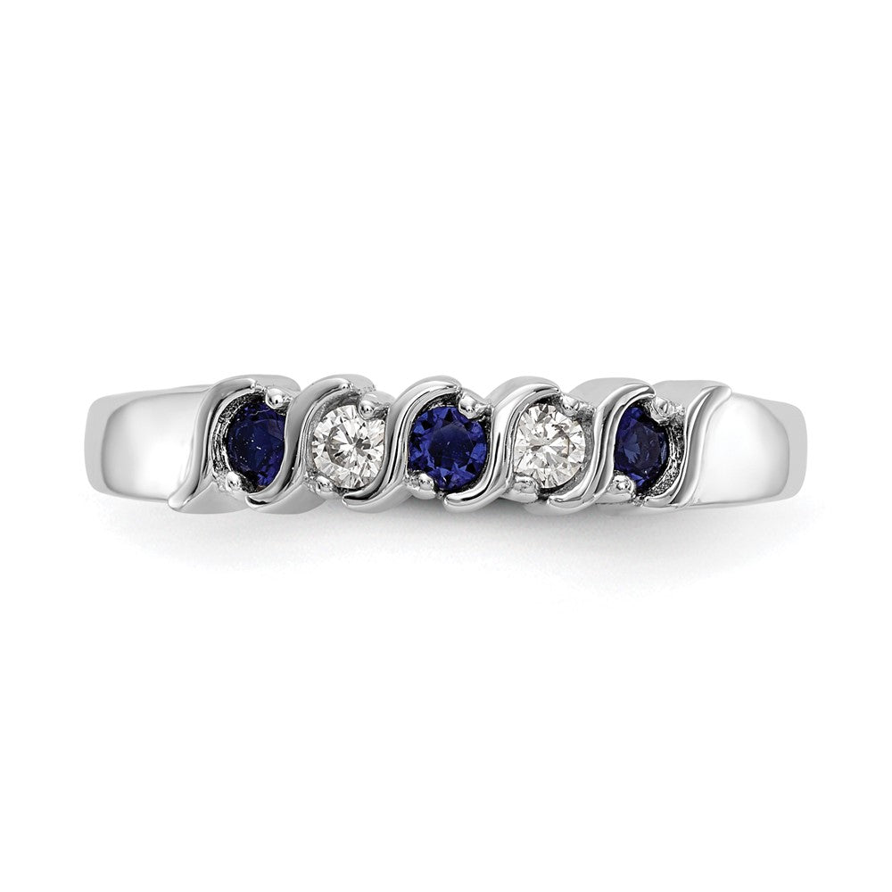 10K Weißgold Diamant mit Saphir Ring