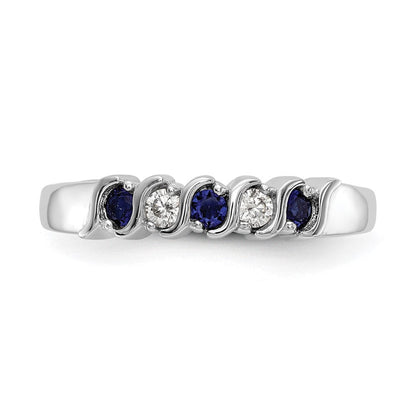 10K Weißgold Diamant mit Saphir Ring
