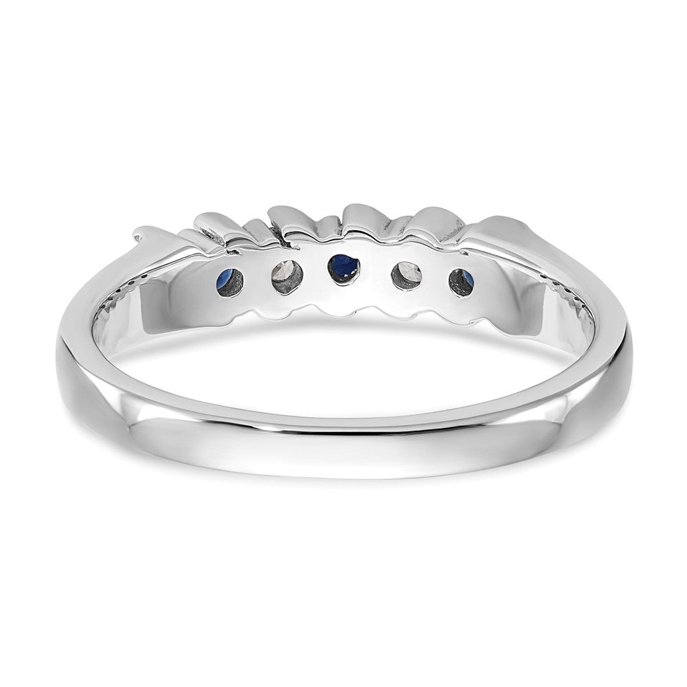 10K Weißgold Diamant mit Saphir Ring