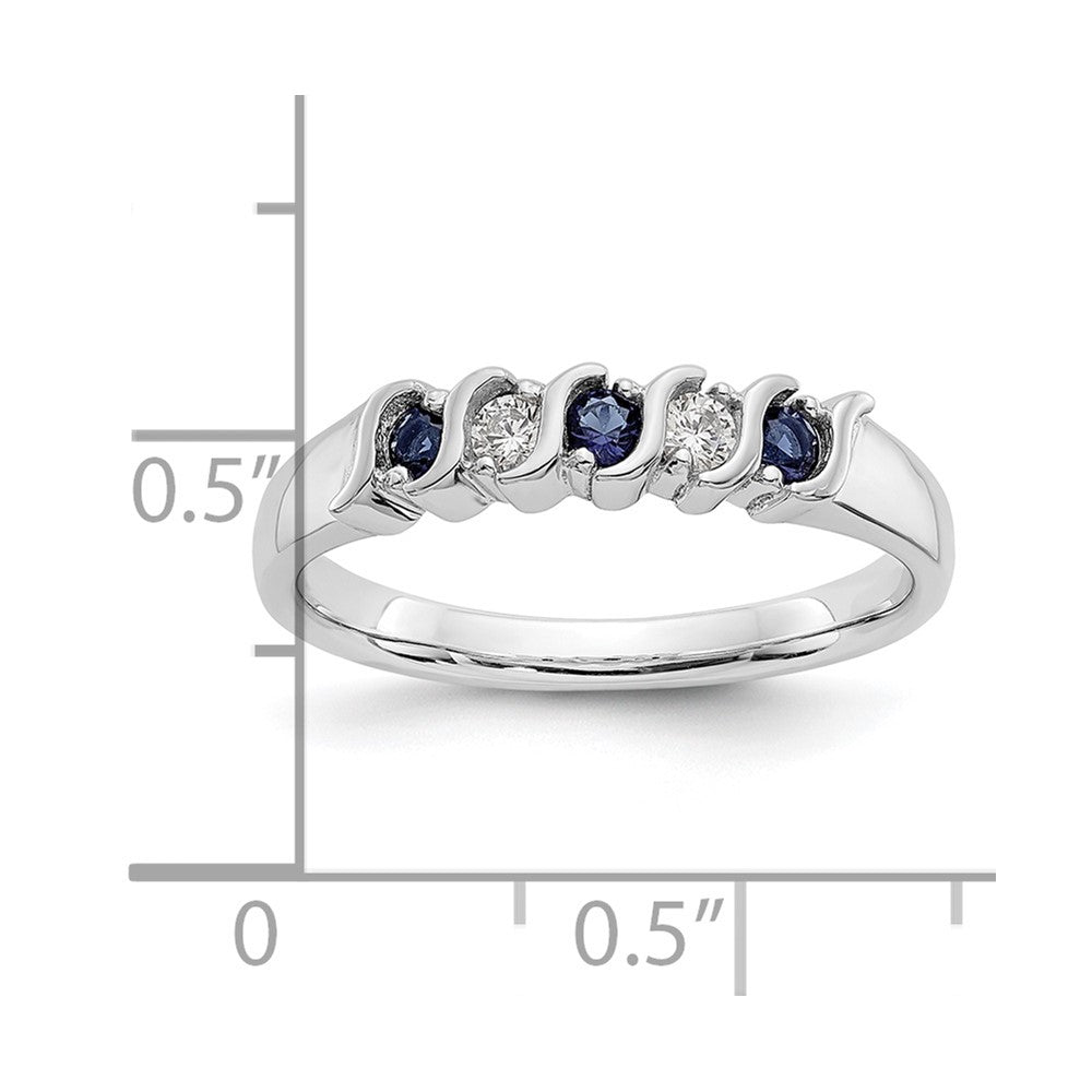 10K Weißgold Diamant mit Saphir Ring