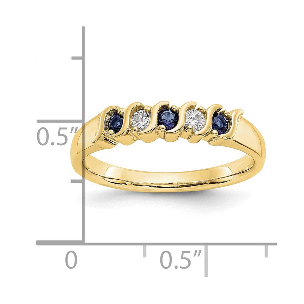 10K Gelbgold Diamant mit Saphir Ring