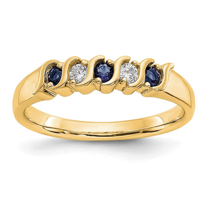 10K Gelbgold Diamant mit Saphir Ring