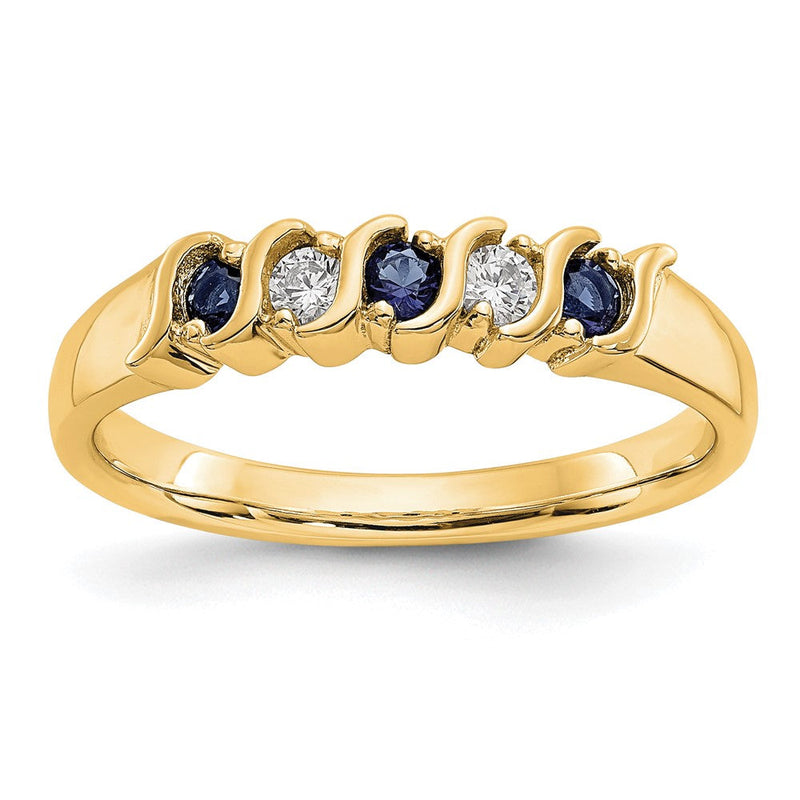 10K Gelbgold Diamant mit Saphir Ring
