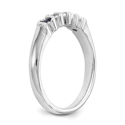 14K Weißgold Ehering mit natürlichen Diamanten und blauen Saphiren