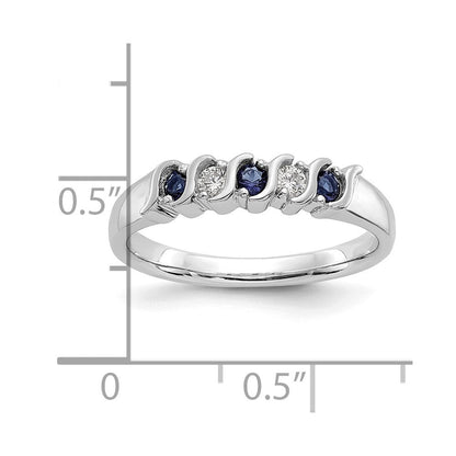 14K Weißgold Ehering mit natürlichen Diamanten und blauen Saphiren