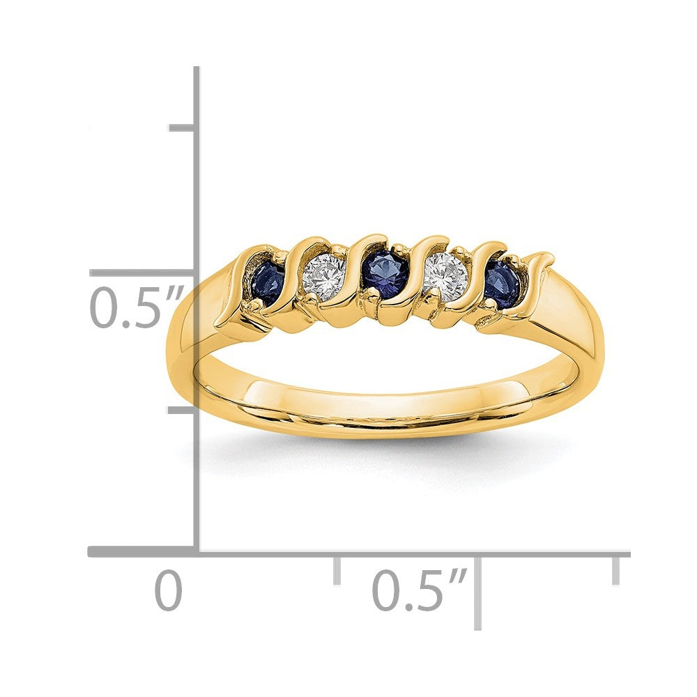 14K Gelbgold Echt Diamant mit Saphir Ring