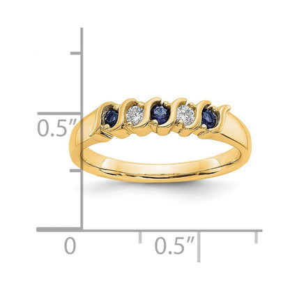14K Gelbgold Echt Diamant mit Saphir Ring
