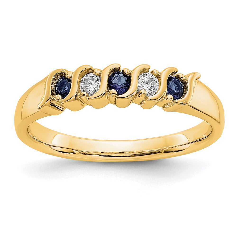 14K Gelbgold Echt Diamant mit Saphir Ring
