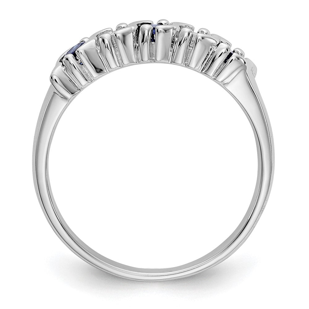 14K Weißgold Ring mit natürlichen Diamanten und Saphir