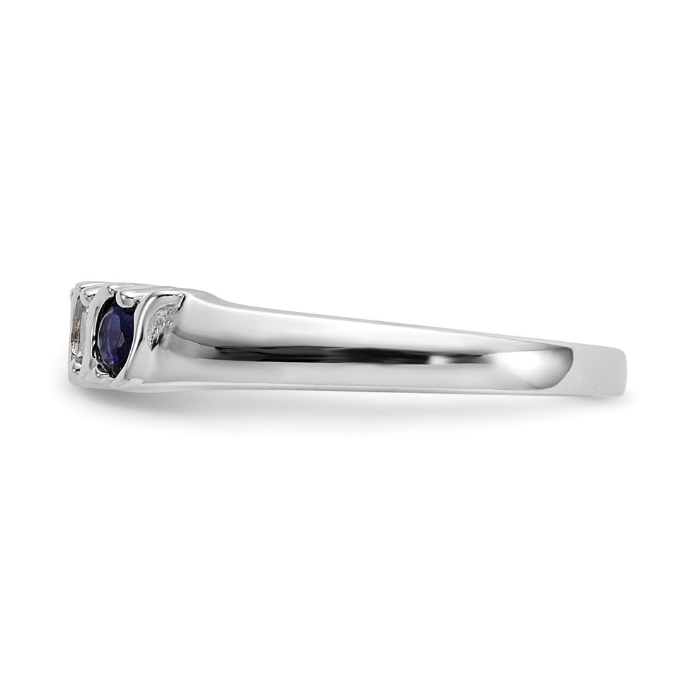 14K Weißgold Ring mit natürlichen Diamanten und Saphir