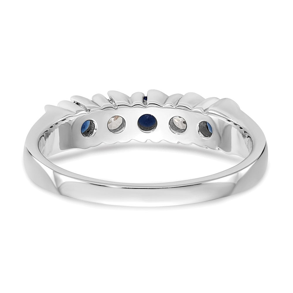14K Weißgold Ring mit natürlichen Diamanten und Saphir