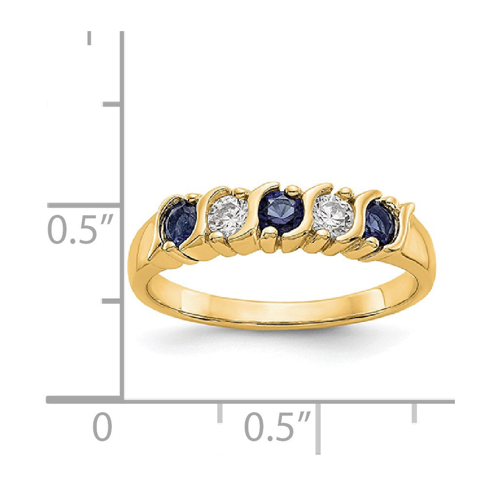 14K Gelbgold Echt Diamant mit Saphir Ring