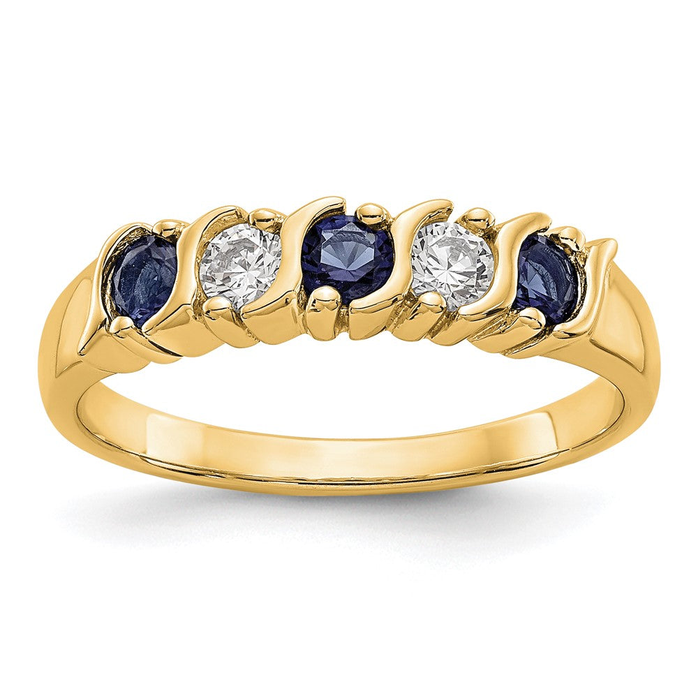 14K Gelbgold Echt Diamant mit Saphir Ring