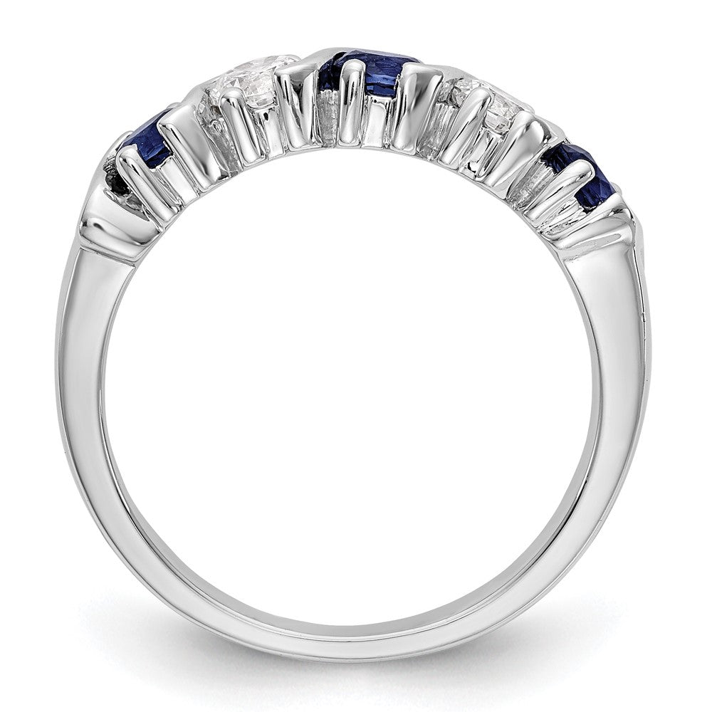 14K Weißgold Echt Diamant mit Saphir Ring