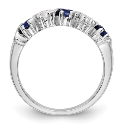 14K Weißgold Echt Diamant mit Saphir Ring
