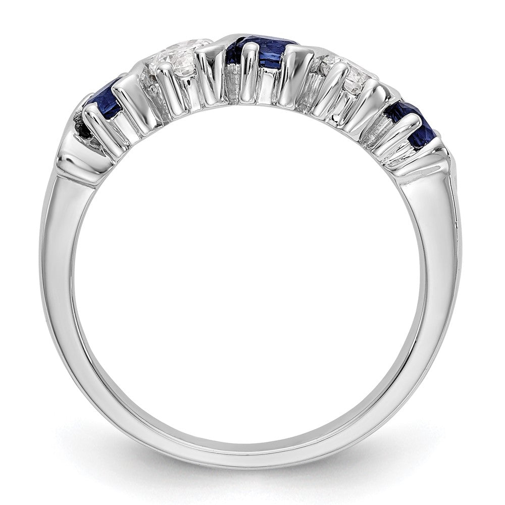 14K Weißgold Ehering mit natürlichen Diamanten und blauem Saphir