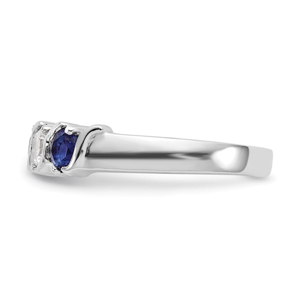14K Weißgold Echt Diamant mit Saphir Ring