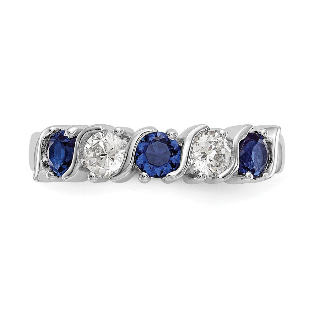 14K Weißgold Echt Diamant mit Saphir Ring