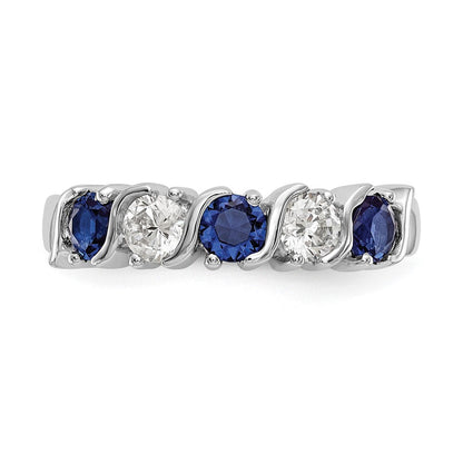 14K Weißgold Echt Diamant mit Saphir Ring