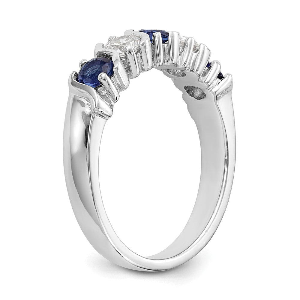 14K Weißgold Echt Diamant mit Saphir Ring