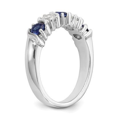 14K Weißgold Echt Diamant mit Saphir Ring