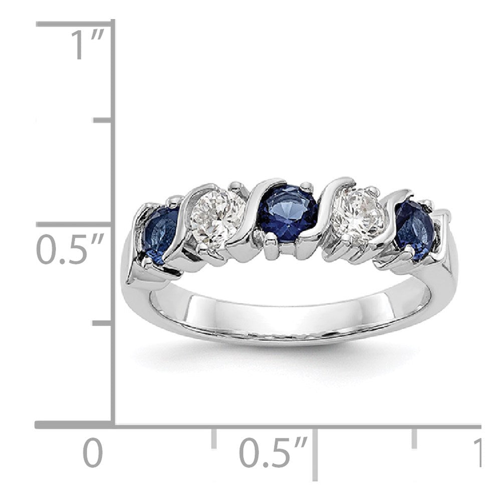 14K Weißgold Ehering mit natürlichen Diamanten und blauem Saphir