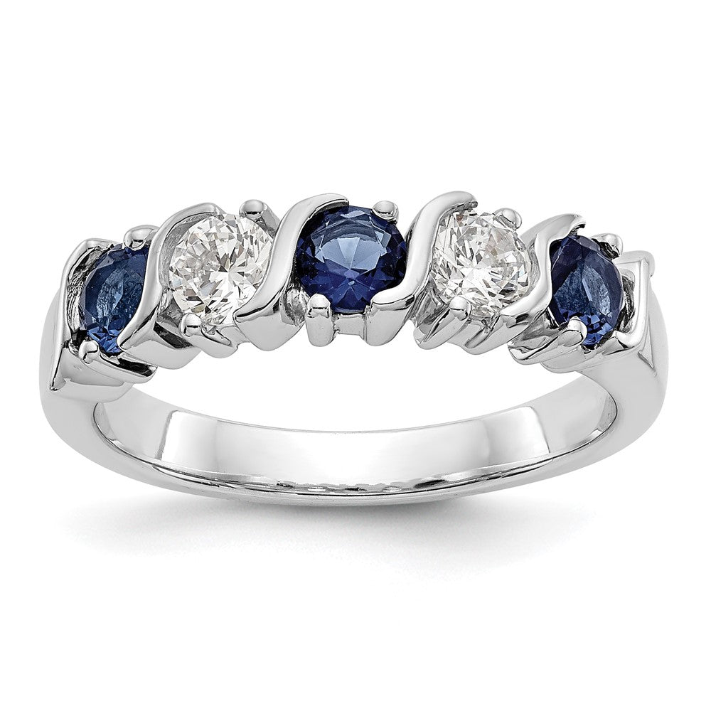 14K Weißgold Echt Diamant mit Saphir Ring