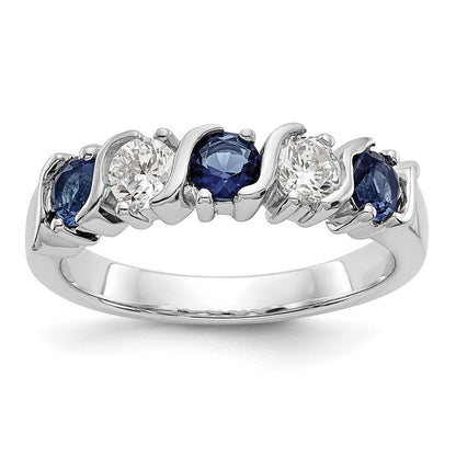 14K Weißgold Echt Diamant mit Saphir Ring