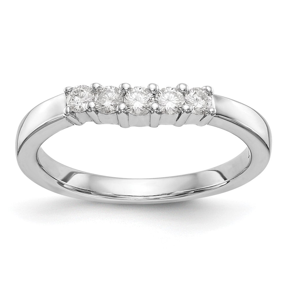 14K Weißgold Ehering mit 5 natürlichen Diamanten