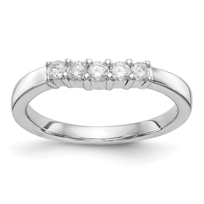14K Weißgold Ehering mit 5 natürlichen Diamanten