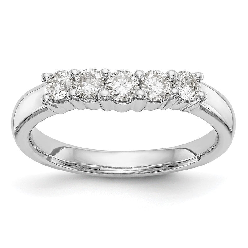 14K Weißgold Diamant-Ring mit 5 Steinen