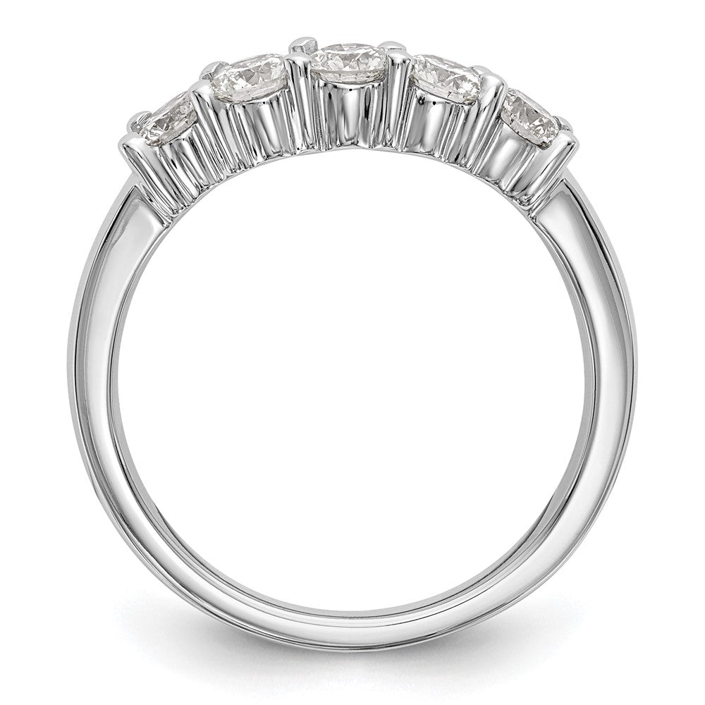14K Weißgold Ehering mit 5 natürlichen Diamanten
