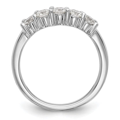 14K Weißgold Ehering mit 5 natürlichen Diamanten