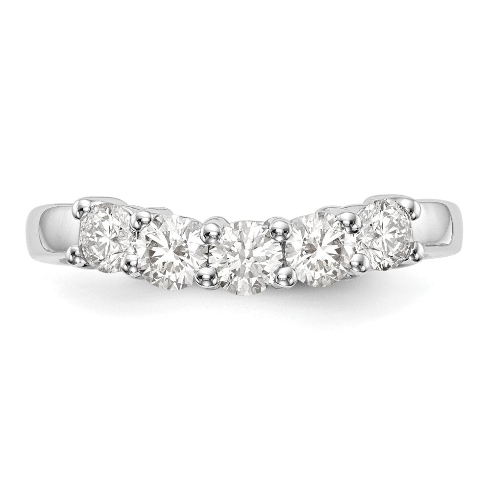 14K Weißgold Ehering mit 5 natürlichen Diamanten