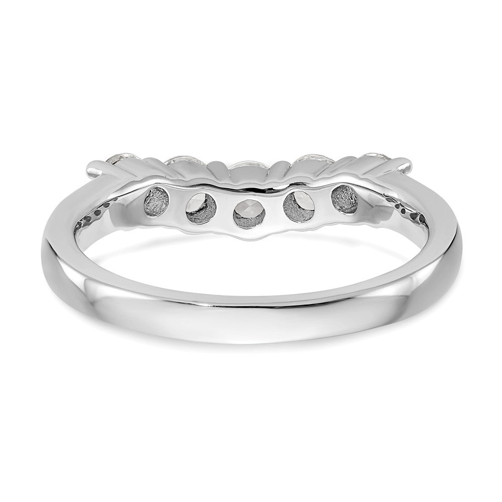 14K Weißgold Ehering mit 5 natürlichen Diamanten
