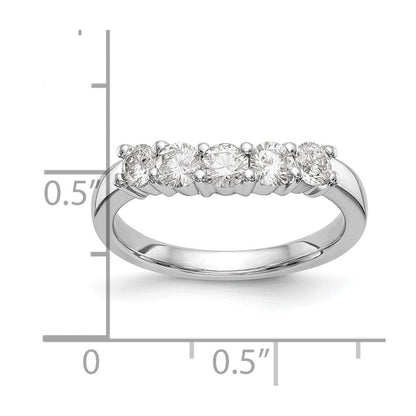 14K Weißgold Ehering mit 5 natürlichen Diamanten