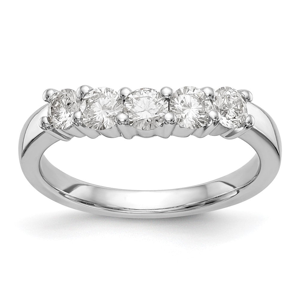 14K Weißgold Ehering mit 5 natürlichen Diamanten