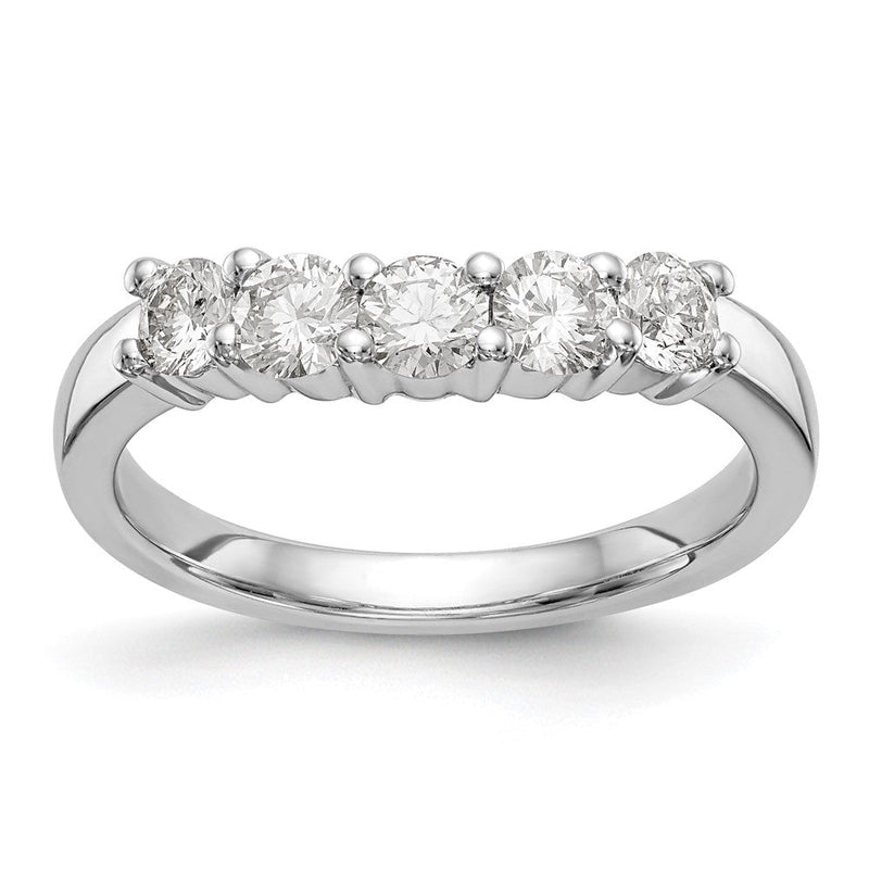 14K Weißgold Ehering mit 5 natürlichen Diamanten