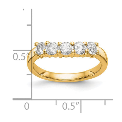 14K Gelbgold Ring mit 5 echten Diamanten