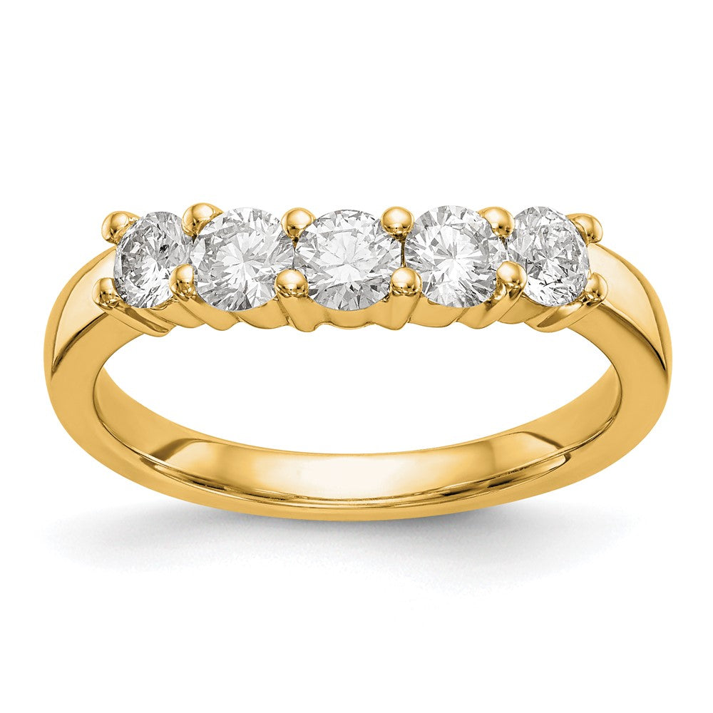 14K Gelbgold Ring mit 5 echten Diamanten