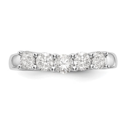 14K Weißgold Ehering mit 5 natürlichen Diamanten, 0,893 ct. Gesamtgewicht