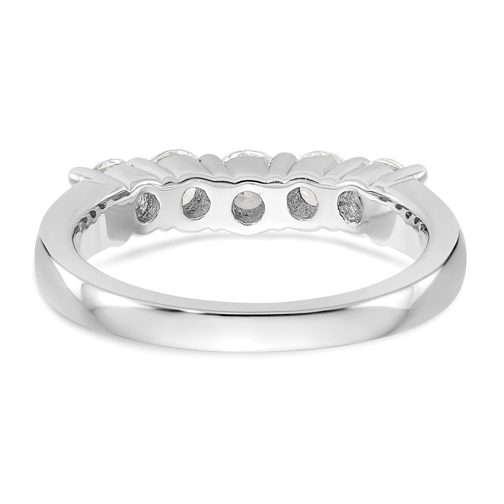 14K Weißgold Ehering mit 5 natürlichen Diamanten, 0,893 ct. Gesamtgewicht