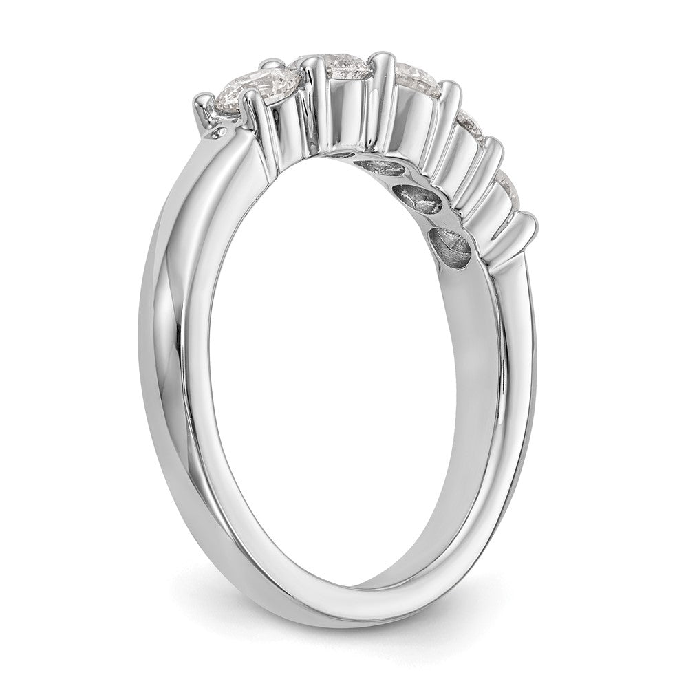14K Weißgold Ehering mit 5 natürlichen Diamanten, 0,893 ct. Gesamtgewicht
