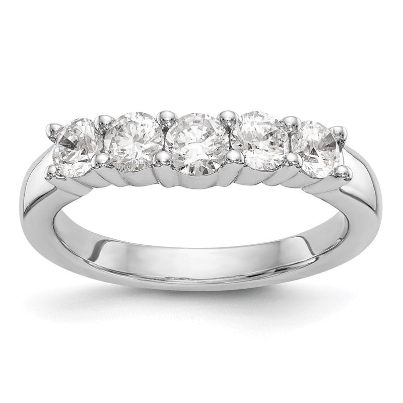14K Weißgold Ehering mit 5 natürlichen Diamanten, 0,893 ct. Gesamtgewicht